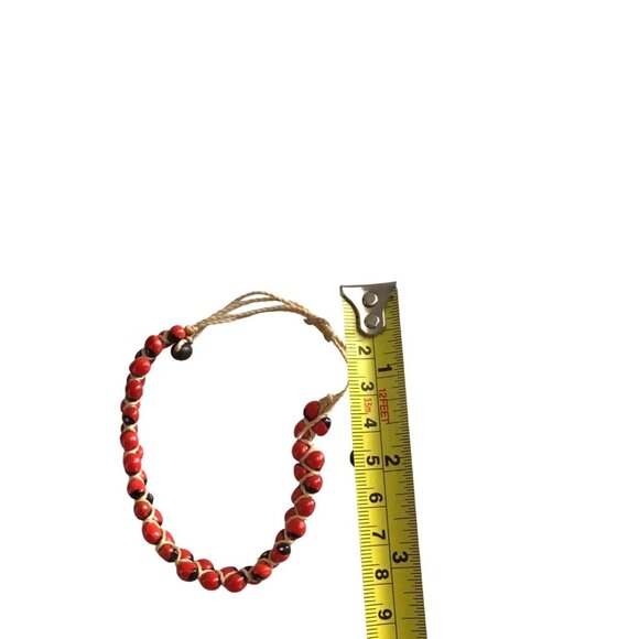 RED/BLACK BEADED ADJUSTABLA WRIST BRACELET - Picture 3 of 3